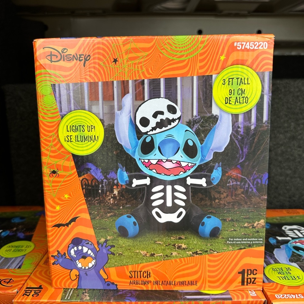 Gemmy Disney Lilo & Stitch Skeleton Light Up LED Halloween Inflatable 3 Ft New